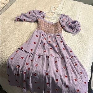 Charming Purple Dress with Floral Accents